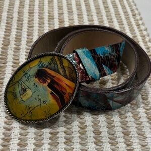 Artistic Multicolor Belt with Decorative Buckle